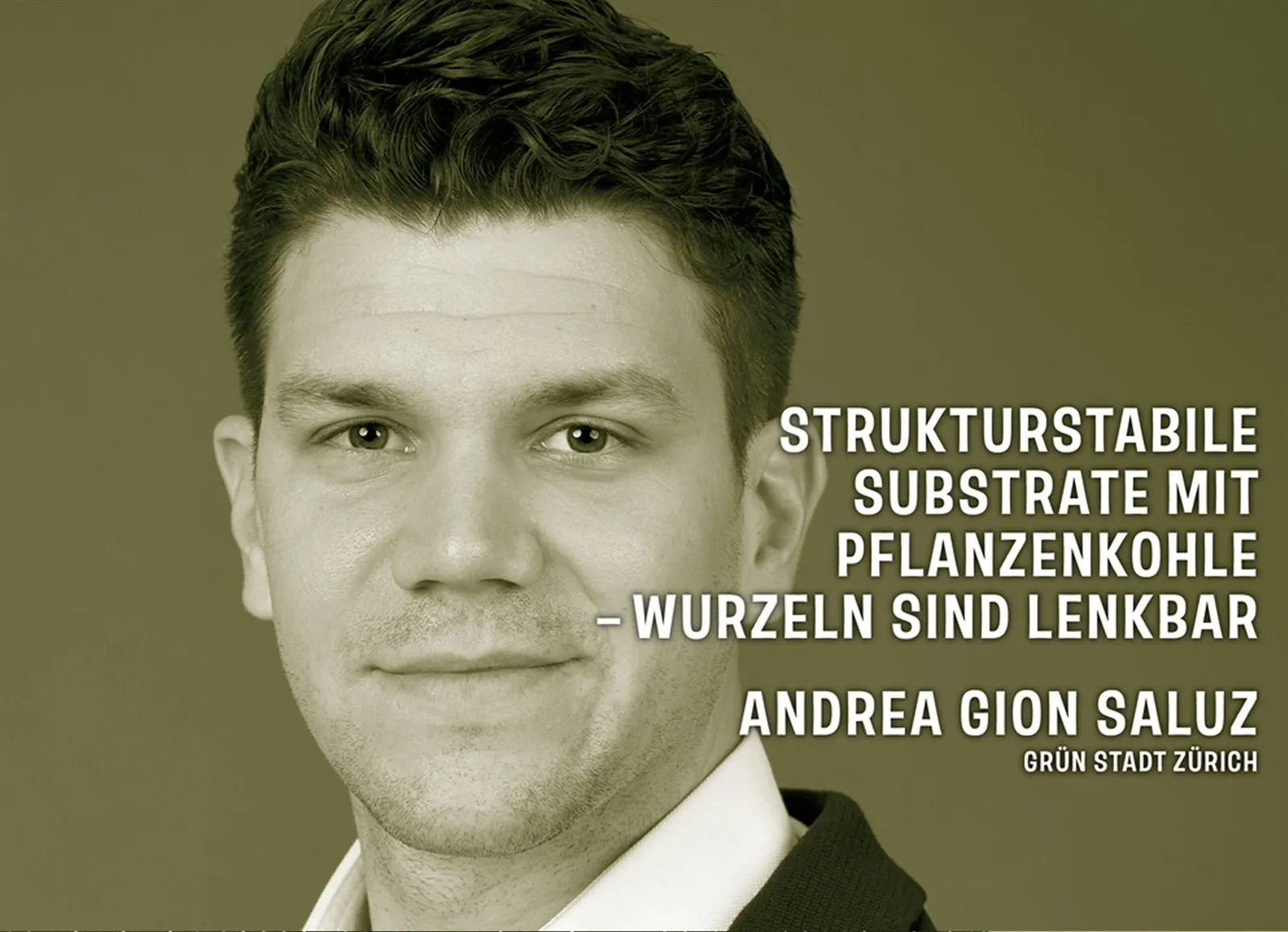 Referentenbild Andrea Gion Saluz mit Vortragstitel