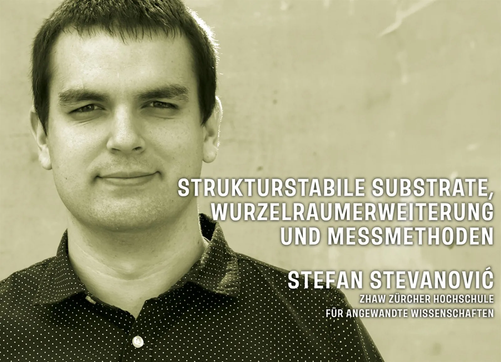 Referentenbild Stefan Stevanović mit Vortragstitel